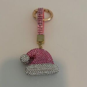 Pink and Silver Santa Hat Keychain